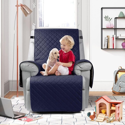 Navy blue quilted - quilted, recliner